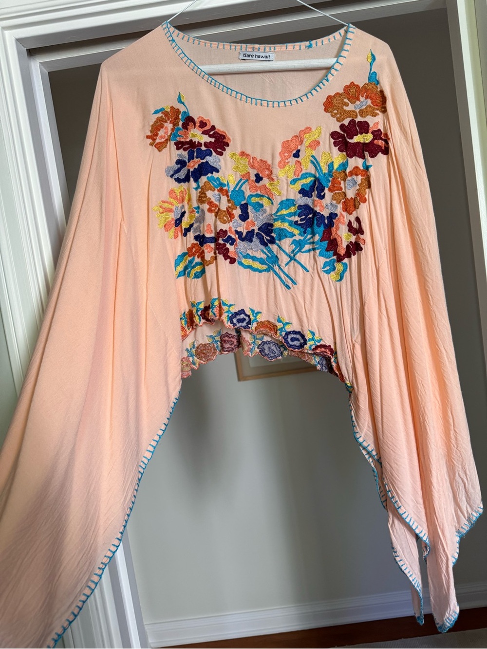 Floral Embroidered Peach Boho Top